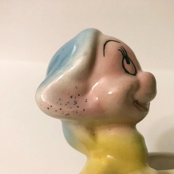 Vintage Dopey Flower Planter Figurine Snow White Seven Dwarfs Hairline Crack - Picture 7 of 16